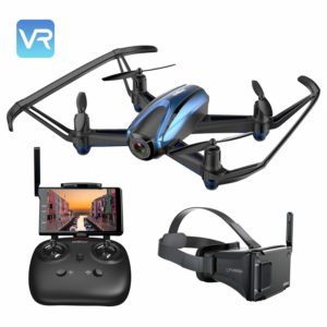 Potensic Drone avec Lunettes VR 3D, avec 5.8Ghz FPV LCD Moniteur d'écran de 5 pouces, Drone avec caméra HD, Alarme hors de portée, mode de maintien d'altitude, Fantastique 360 degrés Eversion